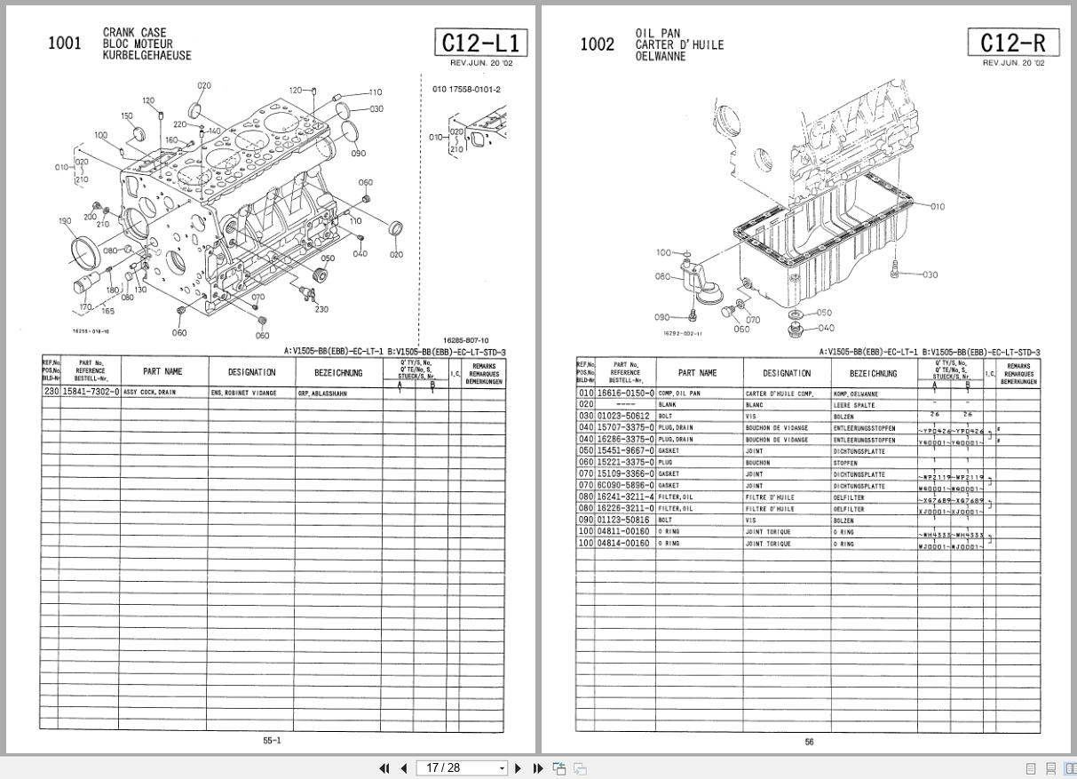 Kubota Diesel Engine V1505 Series Parts Bulletin 97898 04061 (2)