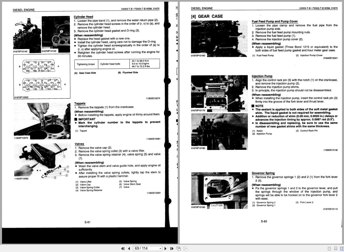 Kubota Diesel Engine V2003 T B F2503 T B Workshop Manual 1997 (2)