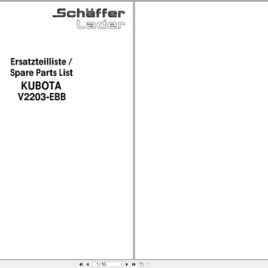 Kubota Diesel Engine V2203 EBB Spare Parts List 97898 04001 2004 FR EN DE (1)