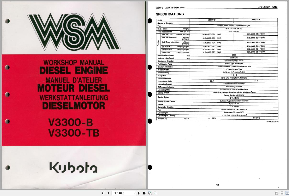 Kubota Diesel Engine V3300 B V3300 TB Workshop Manual (1)
