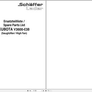 Kubota Diesel Engine V3600 E3B Spare Parts List 97898 73290 2008 FR EN DE (1)