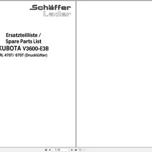 Kubota Diesel Engine V3600 E3B Spare Parts List 97898 73300 2008 FR EN DE (1)