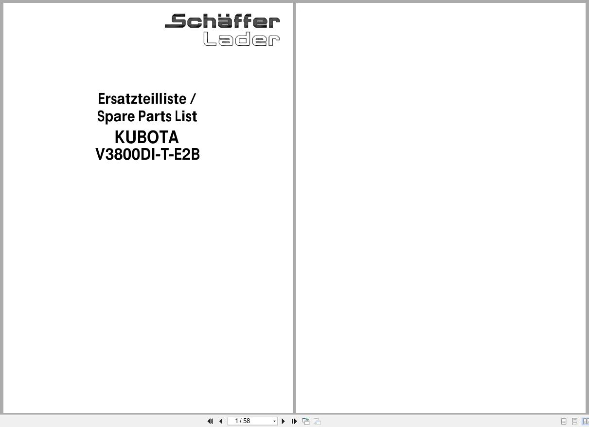 Kubota Diesel Engine V3800DI T E2B Spare Parts List 97898 63340 2004 FR EN DE (1)