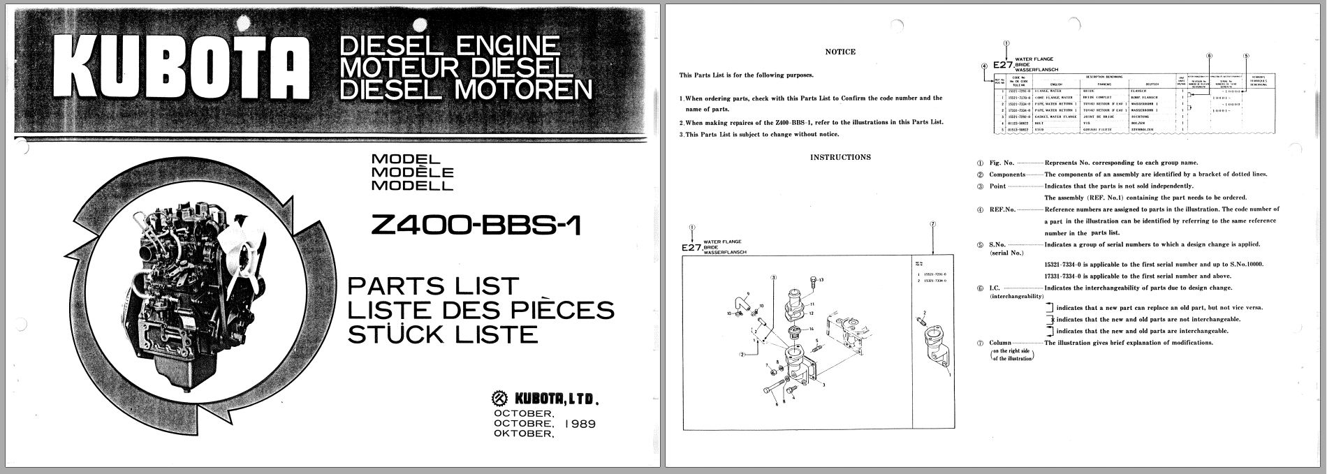 Kubota Diesel Engine Z400 BBS 1 Parts Manual EN FR DE (1)