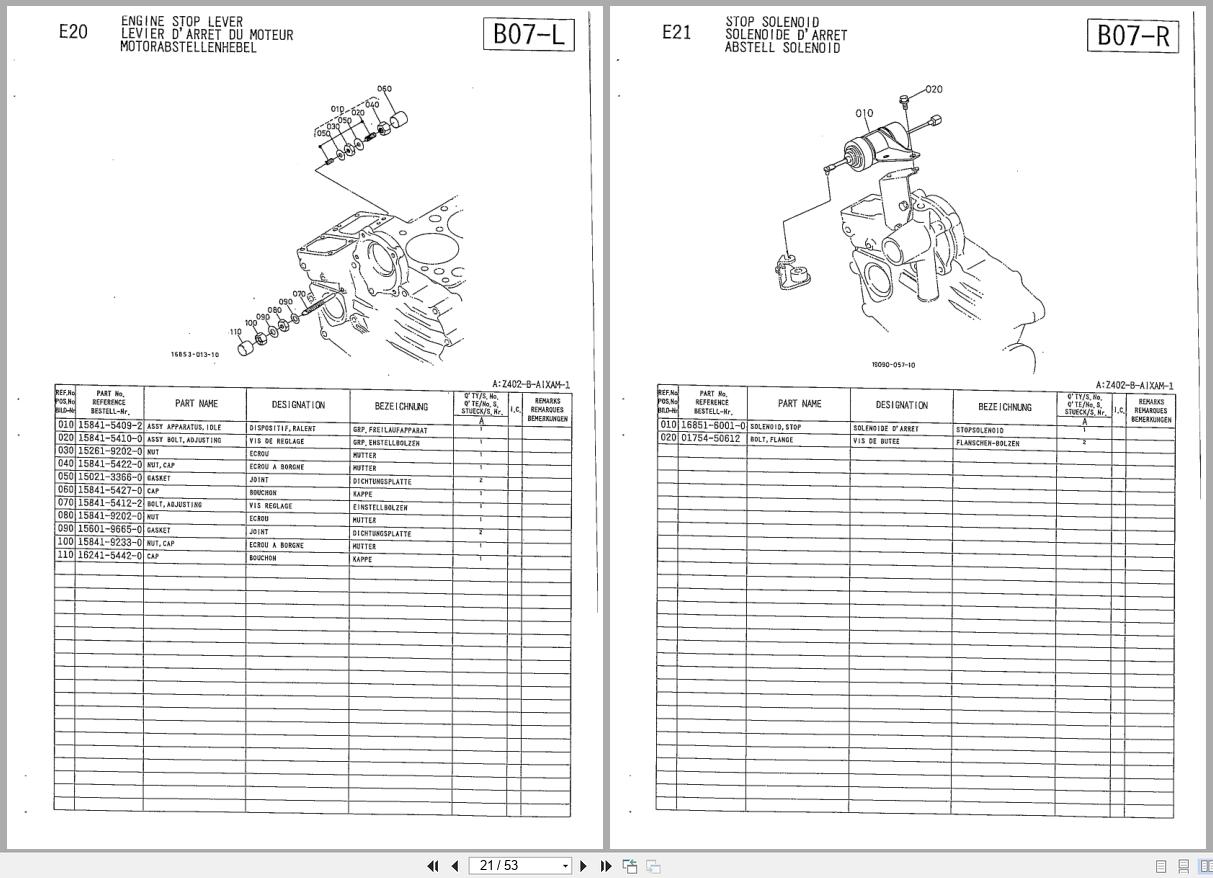 Kubota Diesel Engine Z402 B Aixam 1 Parts Manual 97898 05060 1996 (2)