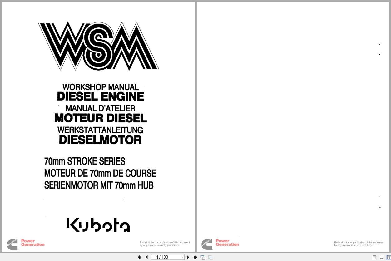 Kubota Diesel Engine Z500 B to V1200 B Workshop Manual 97897 00624 1990 EN DE FR (1)