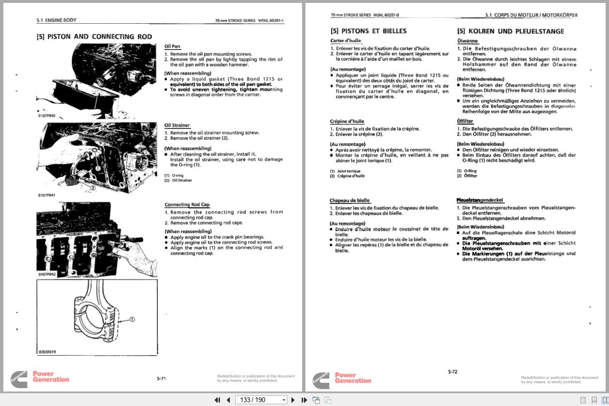 Kubota Diesel Engine Z500 B to V1200 B Workshop Manual 97897 00624 1990 EN DE FR (2)