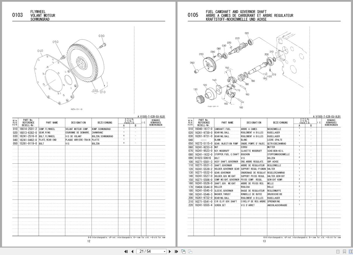 Kubota Engine V1505 T E2B EU XLB1 Parts List 978T 65430 EN FR DE (2)