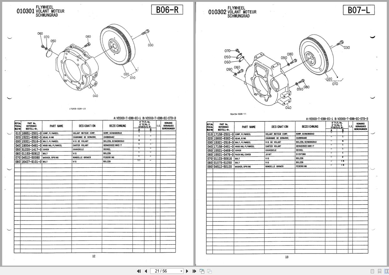 Kubota Engine V2003 T EBB EC 1 V2003 T EEB EC STD 3 Parts List 97898 06390 FR EN DE (2)