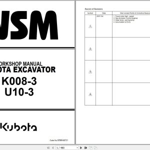 Kubota Excavator K008 3 U10 3 Workshop Manual 97899 60731 (1)
