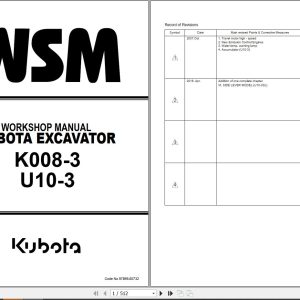 Kubota Excavator K008 3 U10 3 Workshop Manual 97899 60732 2016 (1)