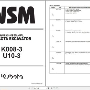 Kubota Excavator K008 3 U10 3 Workshop Manual 97899 60736 2020 (1)