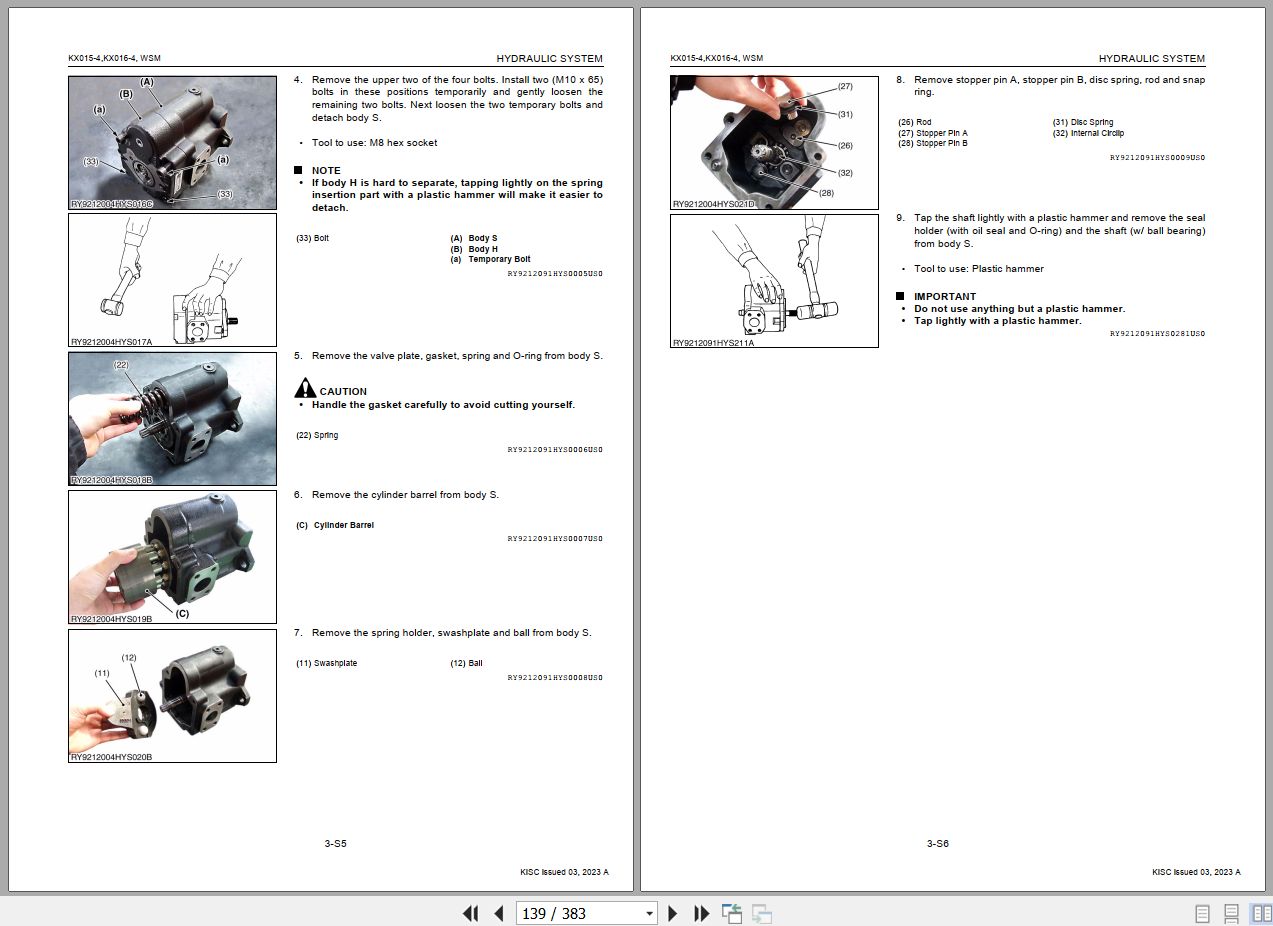Kubota Excavator KX015 4 KX016 4 Workshop Manual RY911 20939 2023 (2)