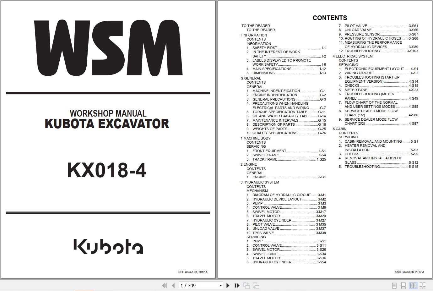Kubota Excavator KX018 4 Workshop Manual RY911 21920 2012 (1)