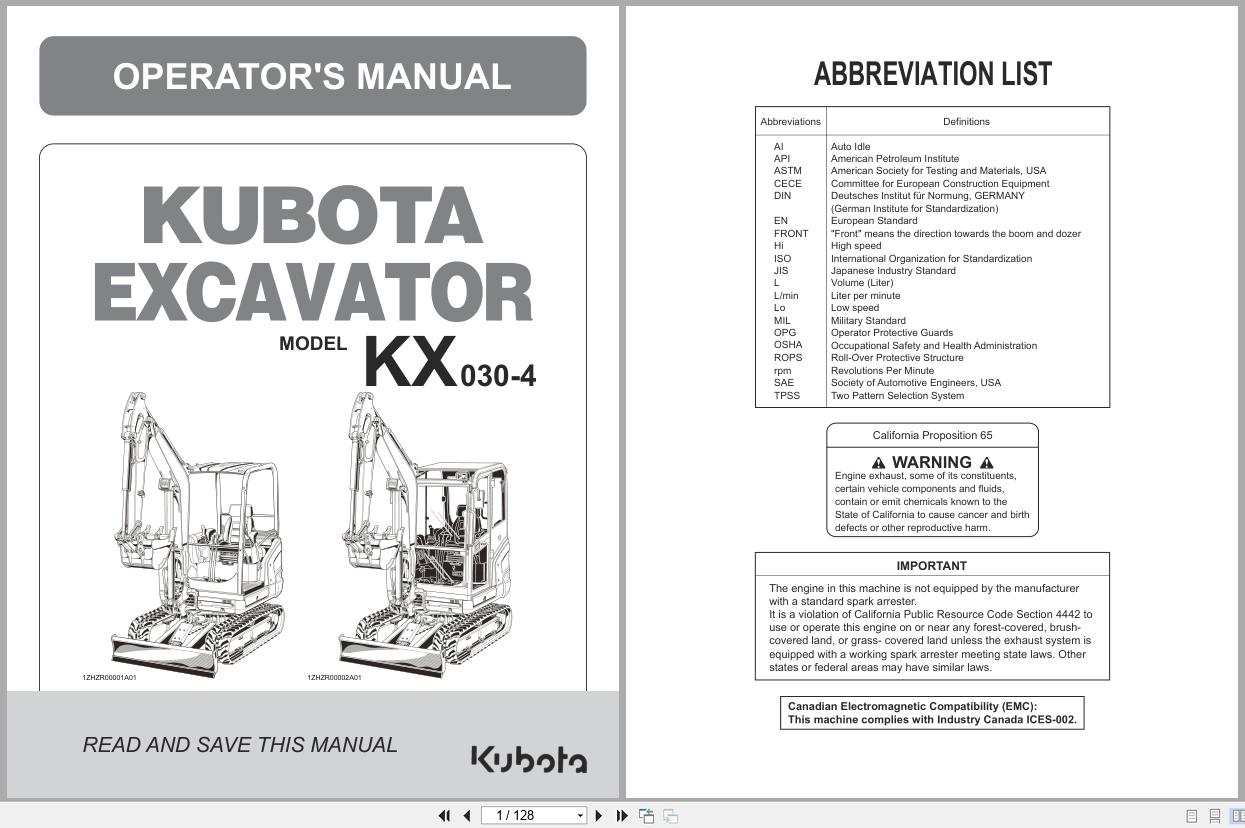 Kubota Excavator KX030 4 Operators Manual RG467 8193 1 2021 (1)