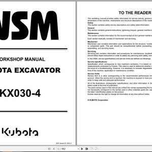 Kubota Excavator KX030 4 Workshop Manual RY911 29954 2024 (1)