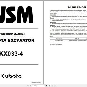 Kubota Excavator KX033 4 Workshop Manual RY911 24905 2022 (1)