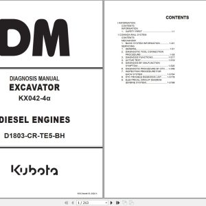 Kubota Excavator KX042 4a Diagnosis Manual RY910 28361 2022 (1)