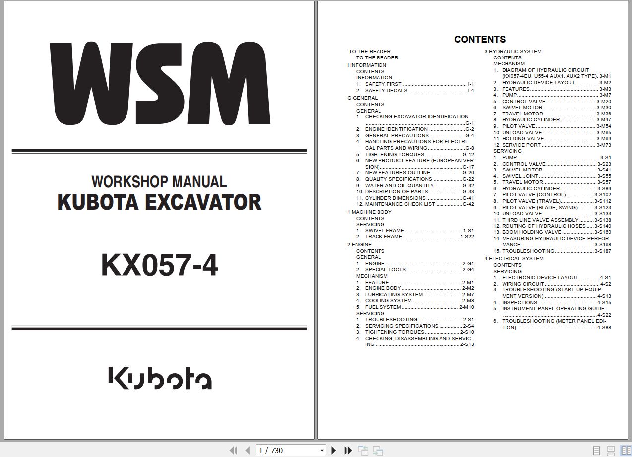 Kubota Excavator KX057 4 Workshop Manual RY911 20073 2011 (1)