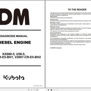 Kubota Excavator KX060 5 U56 5 Diagnosis Manual RY910 28422 2023 (1)