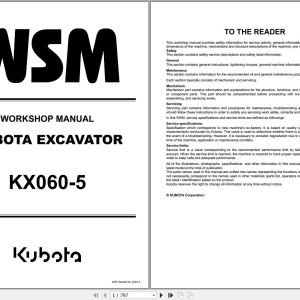 Kubota Excavator KX060 5 Workshop Manual RY911 28006 2023 (1)