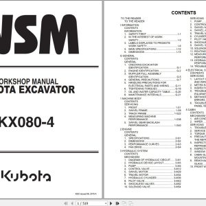 Kubota Excavator KX080 4 Workshop Manual RY911 21601 2015 (1)