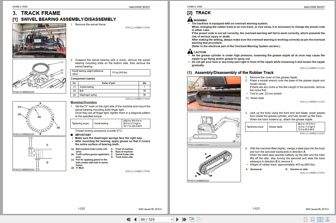 Kubota Excavator KX080 4 Workshop Manual RY911 21601 2015 (2)