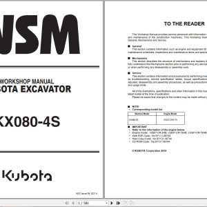 Kubota Excavator KX080 4S Workshop Manual RY911 24443 2021 (1)