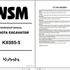 Kubota Excavator KX085 5 Workshop Manual RY911 31480 2023 (1)
