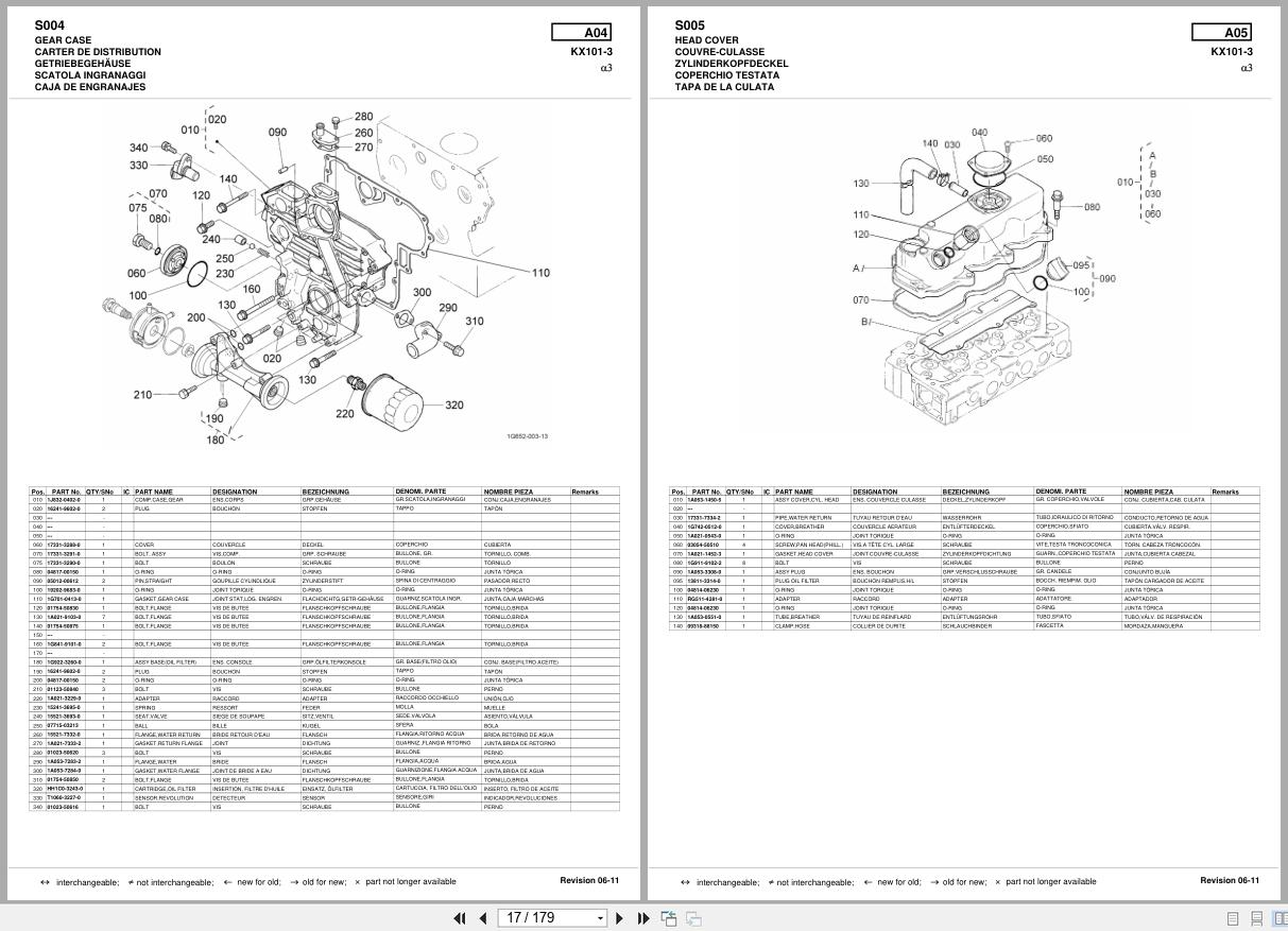 Kubota Excavator KX101 3a3 Illustrated Parts List RG648 8139 0 IT FR ES EN (2)
