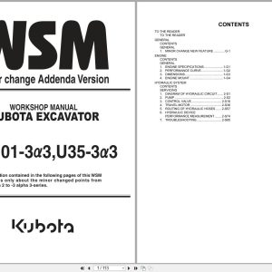 Kubota Excavator KX101 3a3 U35 3a3 Workshop Manual RY921 21200 2011 (1)