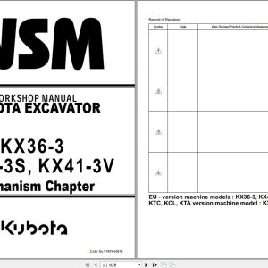 Kubota Excavator KX36 3 KX41 3S KX41 3V Workshop Manual 97899 60860 (1)