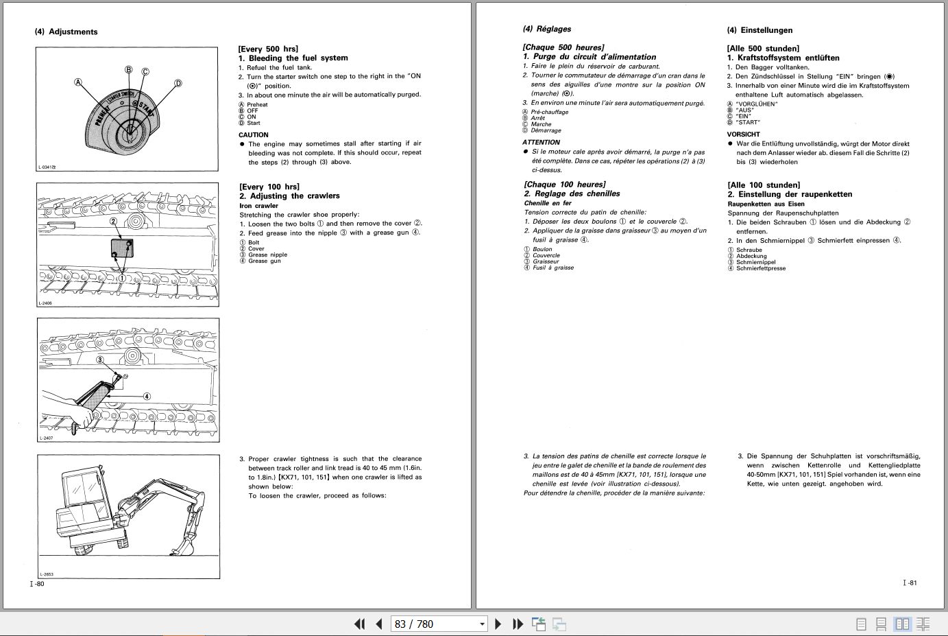Kubota Excavator KX36 to KX151 Workshop Manual 97899 60283 EN FR DE (2)