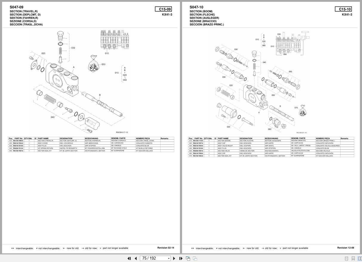 Kubota Excavator KX41 3S KX41 3SV Parts List RG138 8128 0 EN FR DE IT ES (2)