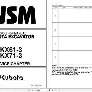 Kubota Excavator KX61 3 KX71 3 Workshop Manual 97899 61050 (1)