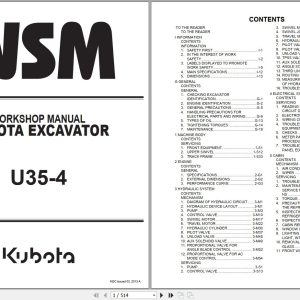 Kubota Excavator U35 4 Workshop Manual RY911 21840 2013 (1)