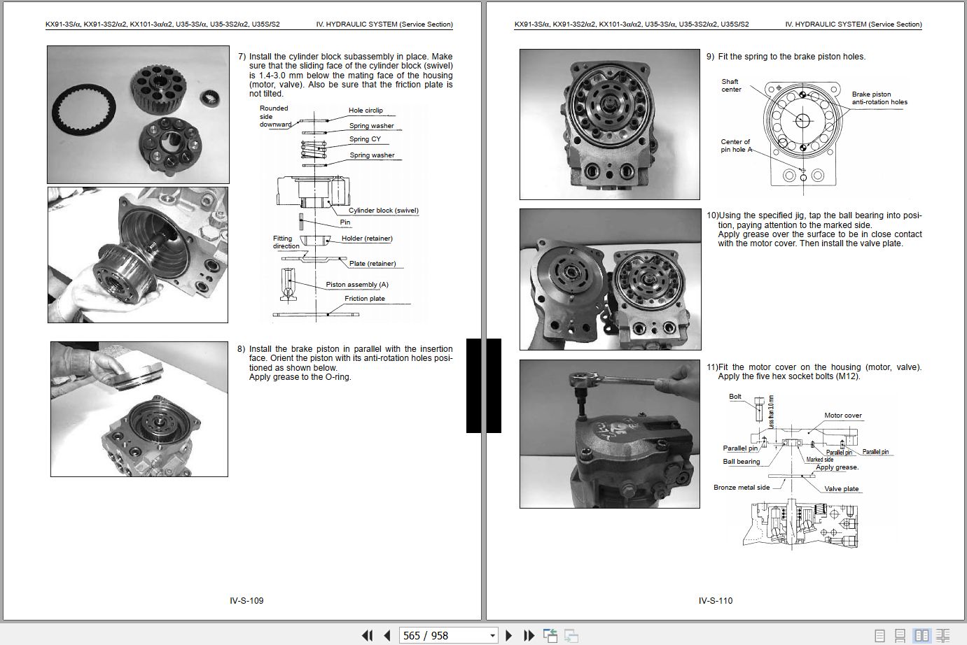 Kubota Excavator U35S KX91 3S2 to KX101 3a2 Workshop Manual 97899 61520 (2)