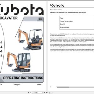 Kubota Mini Excavator KX015 4 to KX019 4 Operating Instructions RG138 8135 6 2014 (1)