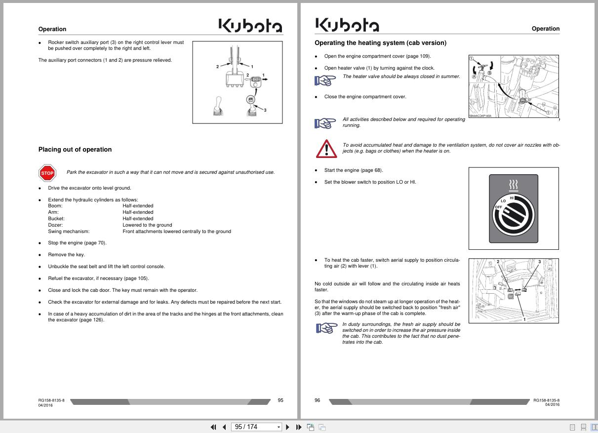 Kubota Mini Excavator KX015 4 to KX019 4 Operating Instructions RG138 8135 8 2016 (2)