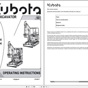 Kubota Mini Excavator KX027 4 KX030 4 Operating Instructions RG248 8135 3 2017 (1)