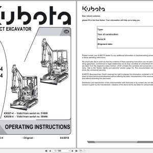Kubota Mini Excavator KX027 4 KX030 4 Operating Instructions RG268 8135 4 2018 (1)