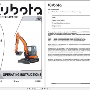 Kubota Mini Excavator KX057 4 U48 4 U55 4 Operating Instructions RG948 8235 8 2023 (1)