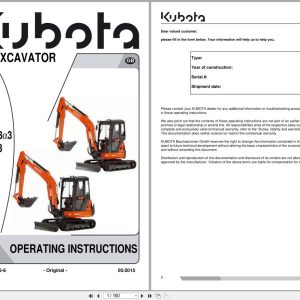 Kubota Mini Excavator KX101 3a3 U35 3a3 Operating Instruction RG648 8135 6 2015 (1)