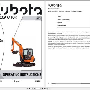 Kubota Mini Excavator KX121 3 Alpha Operating Instructions RG738 8135 9 2016 (1)