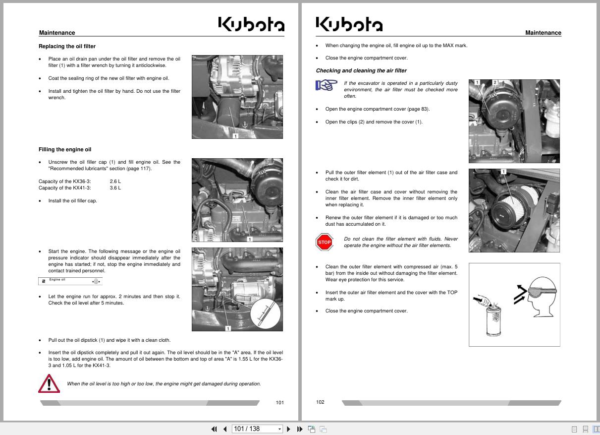 Kubota Mini Excavator KX36 3 KX41 3 Operating Instructions RG138 8135 4 2011 (2)