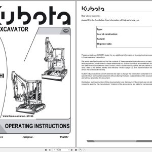 Kubota Mini Excavator U27 4 U27 4 HI Operating Instructions RH418 8135 5 2017 (1)