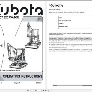 Kubota Mini Excavator U27 4 U27 4 HI Operating Instructions RH418 8135 6 2018 (1)