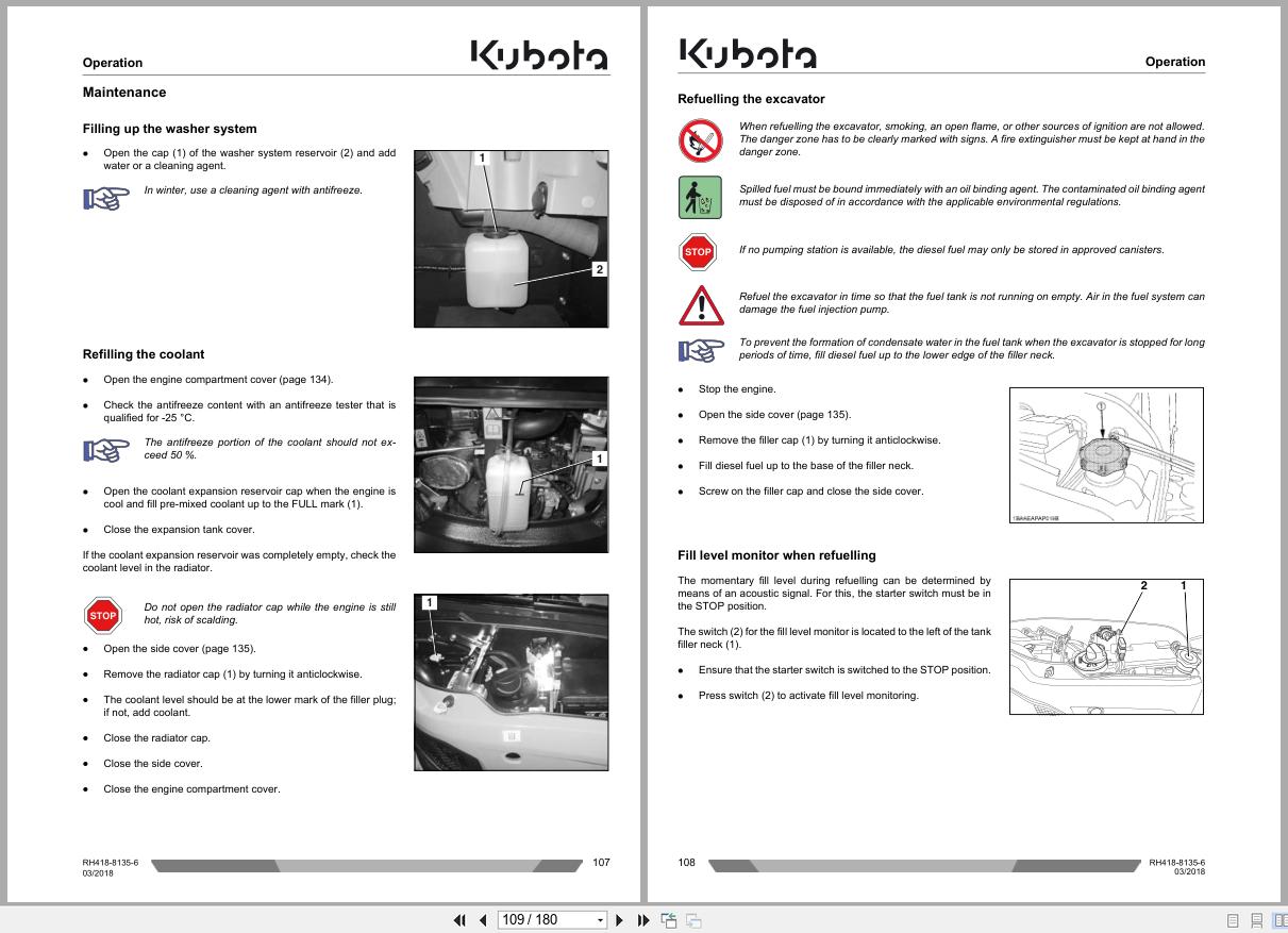 Kubota Mini Excavator U27 4 U27 4 HI Operating Instructions RH418 8135 6 2018 (2)