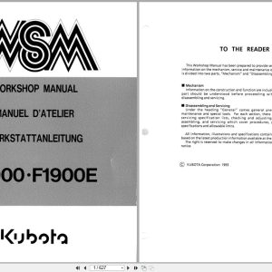 Kubota Mower F1900 F1900E Workshop Manual 1993 EN DE FR (1)