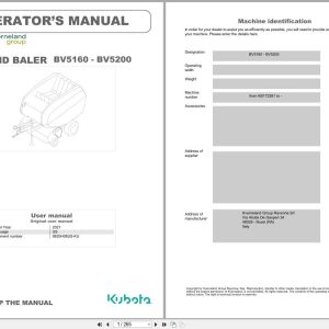 Kubota Round Baler BV5160 BV5200 Operators Manual (1)